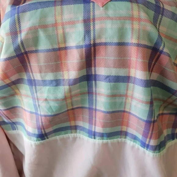 Current Scene Pink Plaid Hood Windbreaker S 80s Retro Barbiecore Rain Jacket - Picture 4 of 7